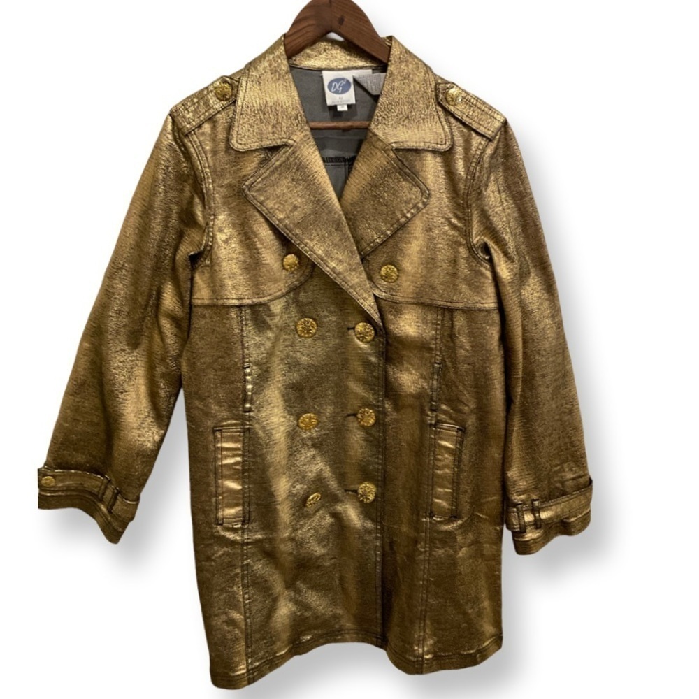 DG metallic gold trench with gold buttons